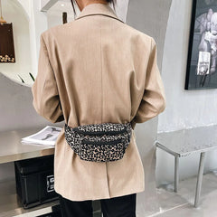 Retro Leopard Print Messenger Chest Bag
