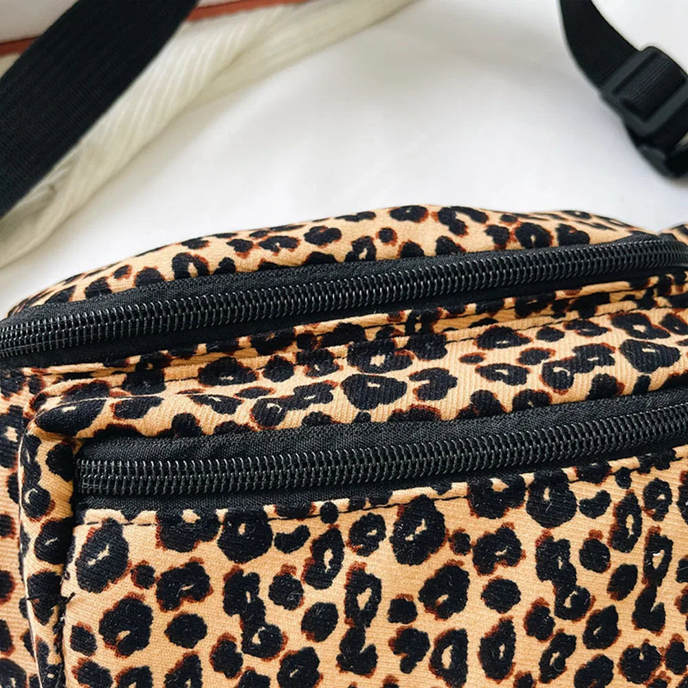 Retro Leopard Print Messenger Chest Bag