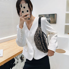 Retro Leopard Print Messenger Chest Bag