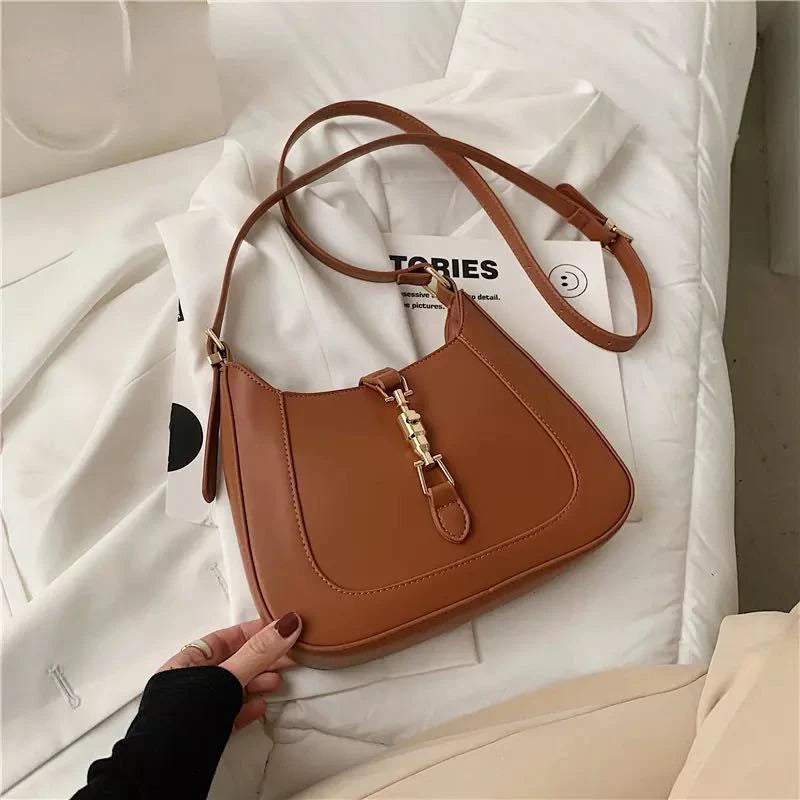 Retro Women Lock Hobo Bags High Crossbody Shoulder Bag Niche Jackie Pink Handbag