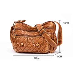 Retro Women Messenger Bag Crossbody Soft Washed PU Leather Handbags