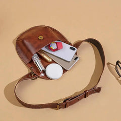 Retro PU Leather Women's Waist Handbags Phone Pouch Fanny Shoulder Bag