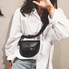 Retro PU Leather Women's Waist Handbags Phone Pouch Fanny Shoulder Bag