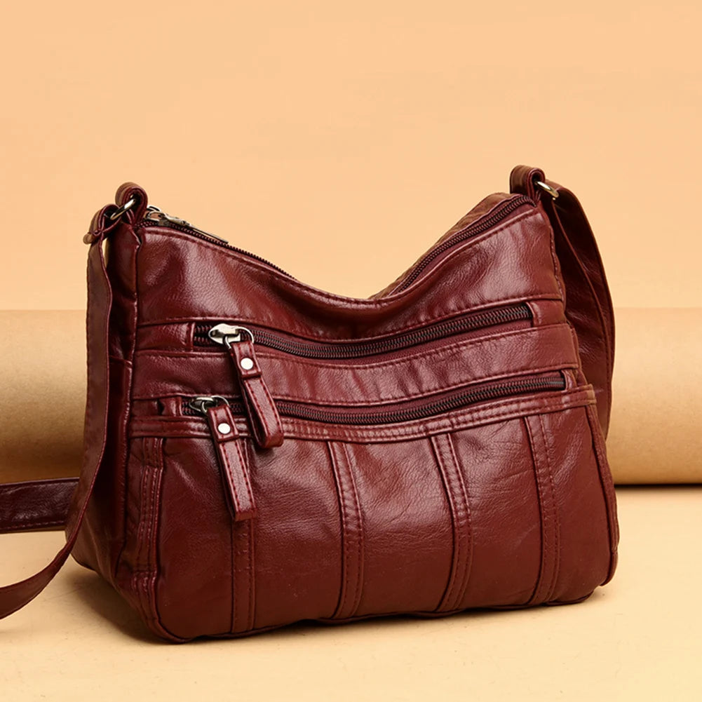 Retro Women PU Leather Shoulder Pouch Crossbody Handbag