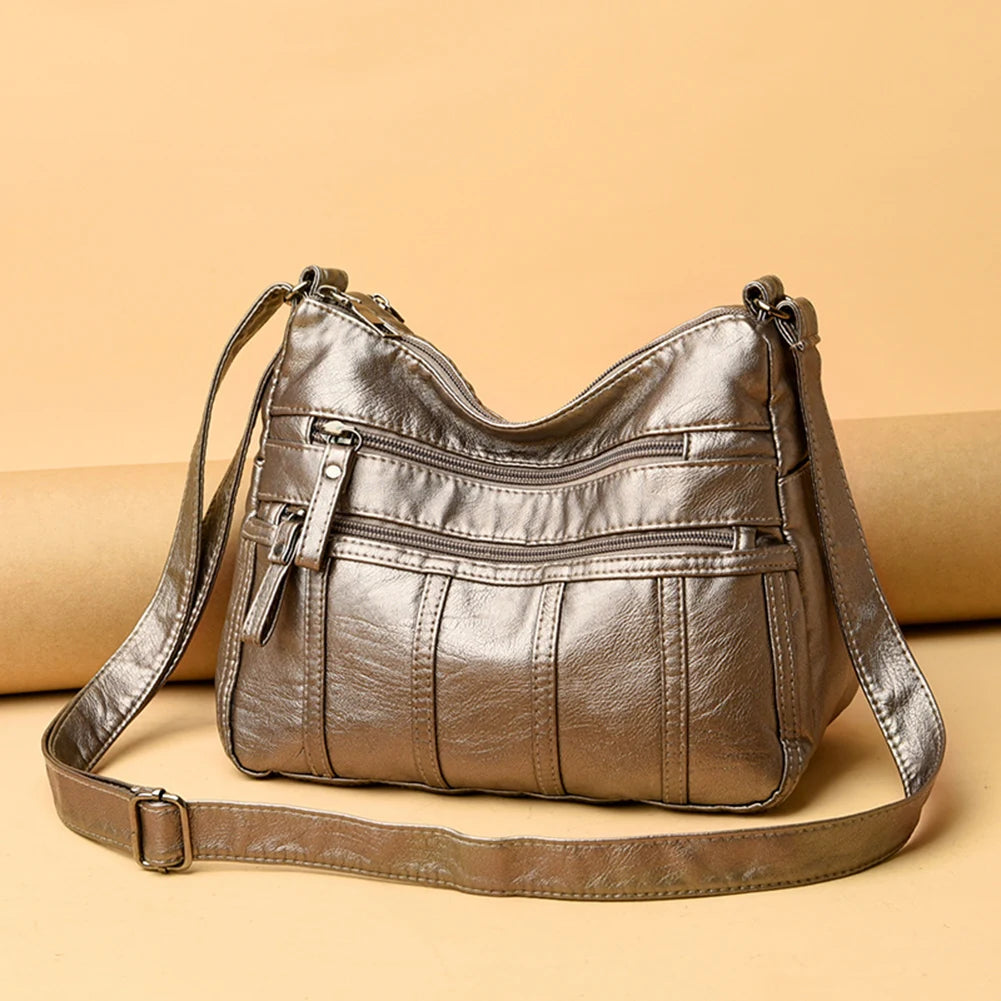 Retro Women PU Leather Shoulder Pouch Crossbody Handbag