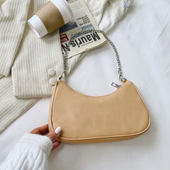 Retro Women PU Shoulder Bag Chain Small Underarm Bag