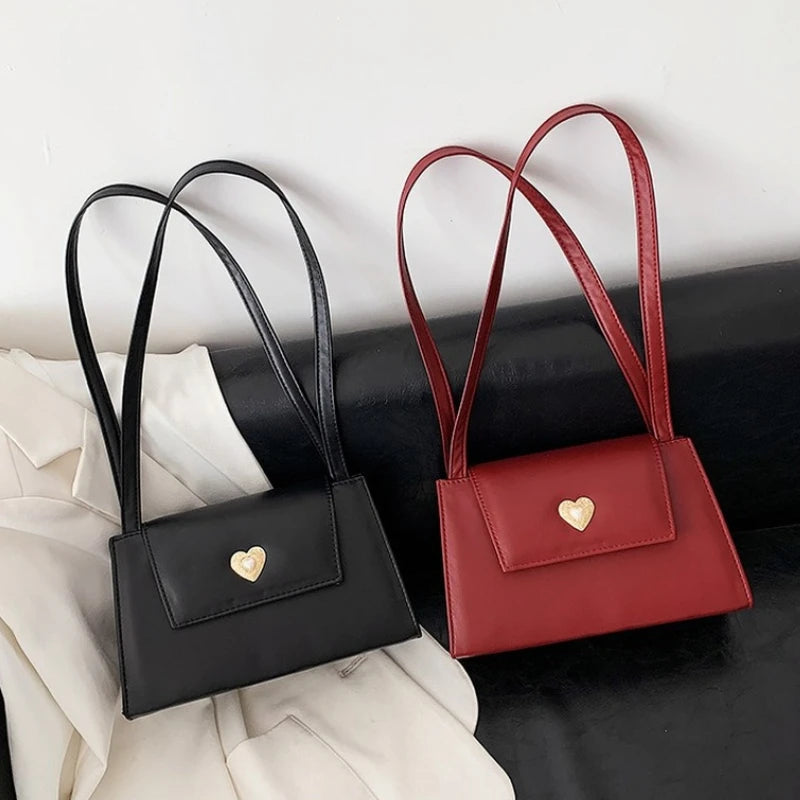 Vintage Red Wine Women Square Shoulder Bag Retro PU Leather Tote Purse