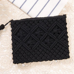 Retro Women Purse Crossbody Bag Cotton Rope Woven Tassel Clutch Bag