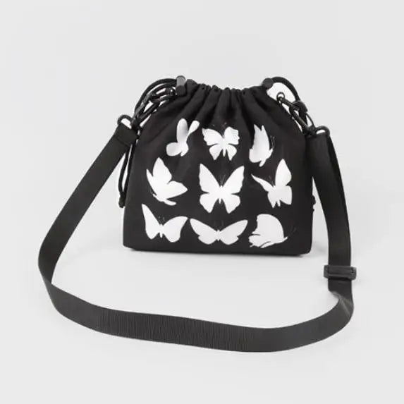 Retro Women Shoulder Bag Crossbody Fluorescence Butterfly Preppy Style