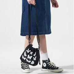 Retro Women Shoulder Bag Crossbody Fluorescence Butterfly Preppy Style