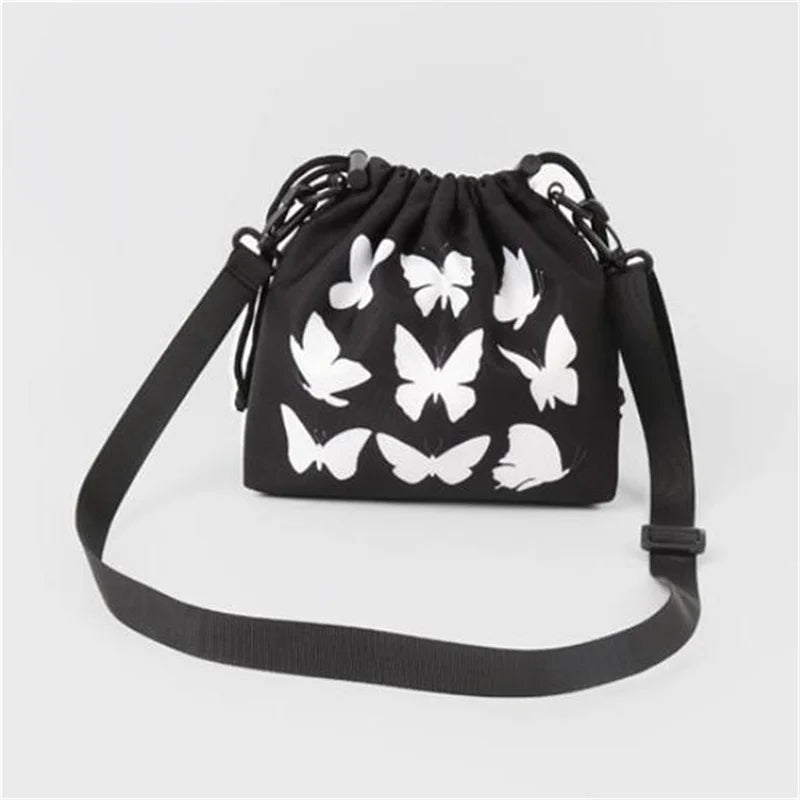 Retro Women Shoulder Bag Crossbody Fluorescence Butterfly Preppy Style