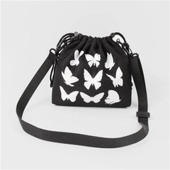 Retro Women Shoulder Bag Crossbody Fluorescence Butterfly Preppy Style