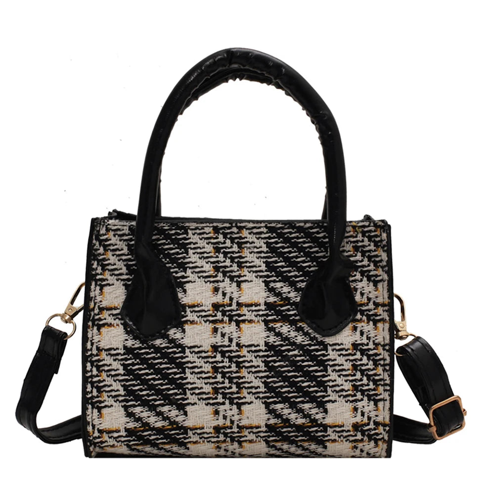 Plaid Pattern Retro Women Shoulder Bag Casual Ladies Handbag
