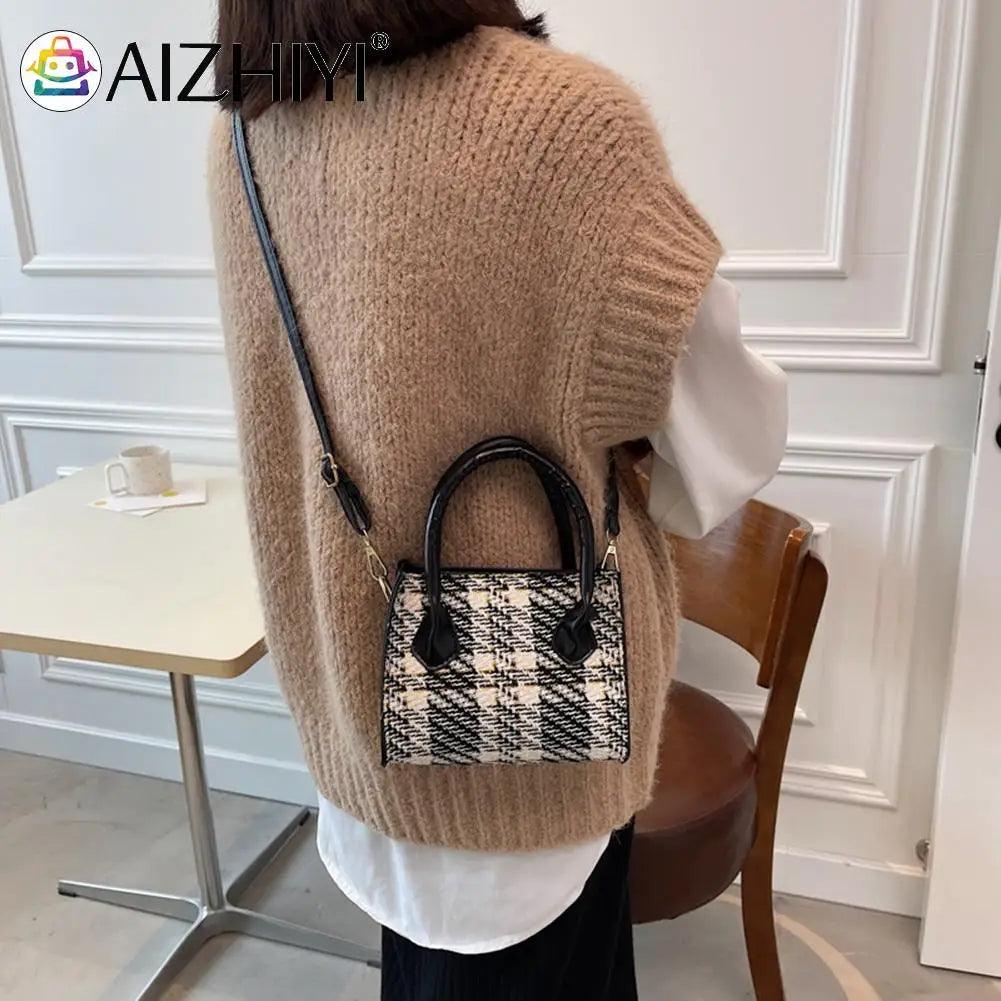 Plaid Pattern Retro Women Shoulder Bag Casual Ladies Handbag