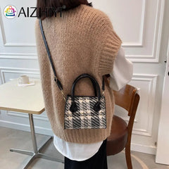 Plaid Pattern Retro Women Shoulder Bag Casual Ladies Handbag
