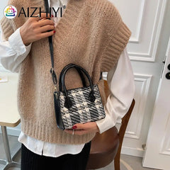 Plaid Pattern Retro Women Shoulder Bag Casual Ladies Handbag