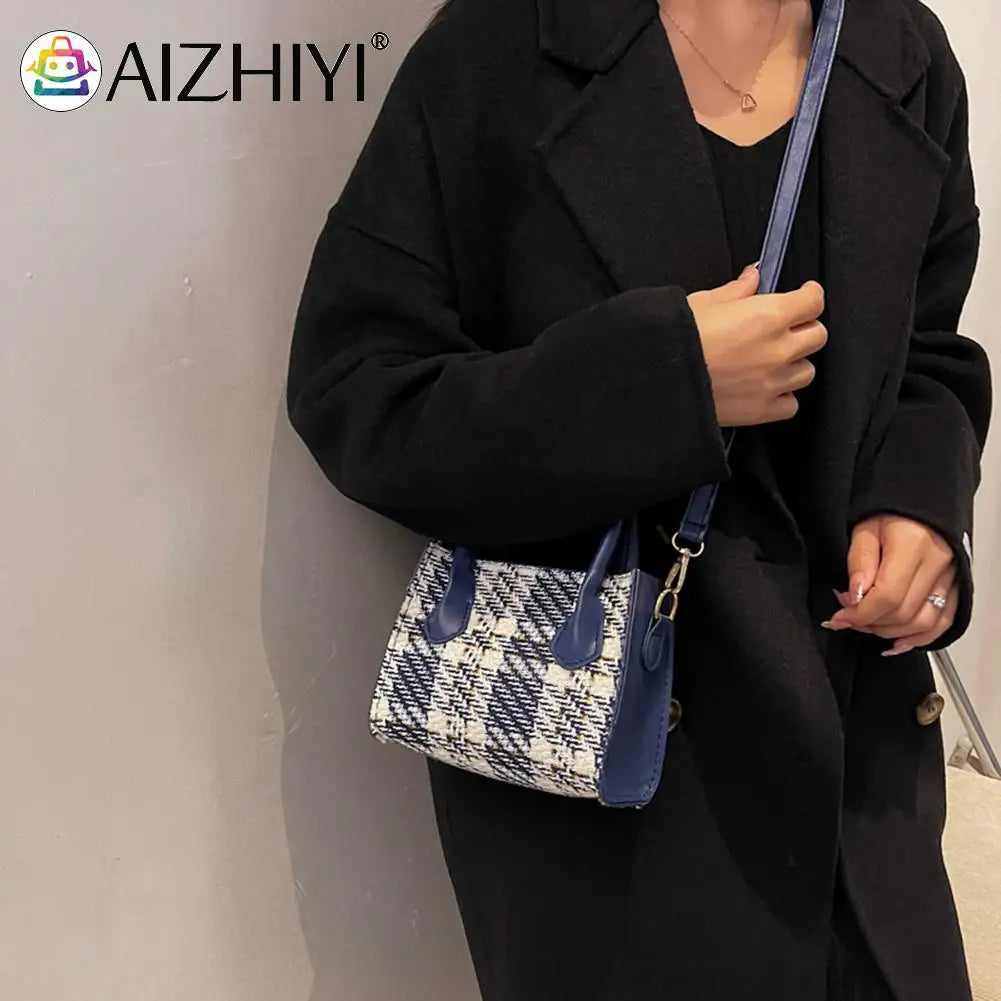 Plaid Pattern Retro Women Shoulder Bag Casual Ladies Handbag