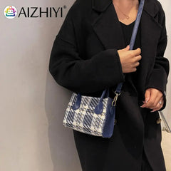 Plaid Pattern Retro Women Shoulder Bag Casual Ladies Handbag