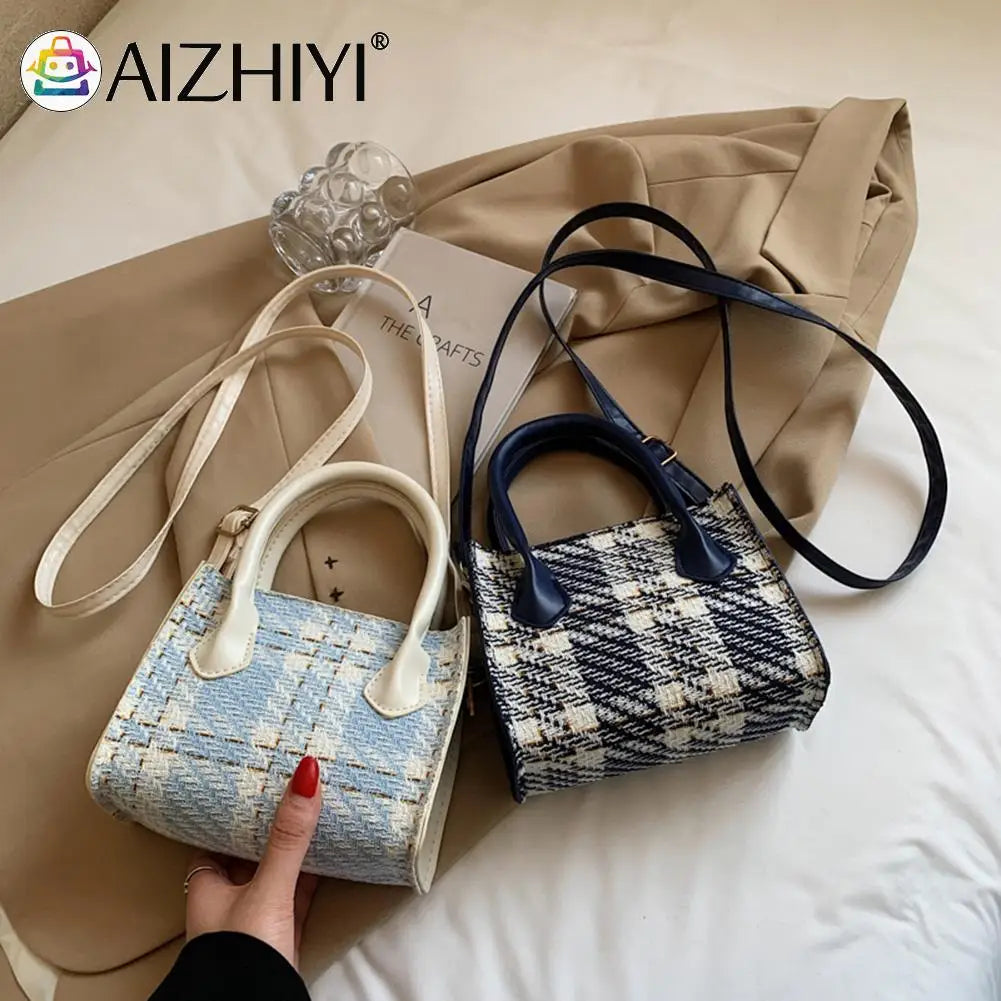 Plaid Pattern Retro Women Shoulder Bag Casual Ladies Handbag