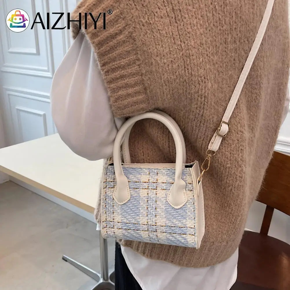 Plaid Pattern Retro Women Shoulder Bag Casual Ladies Handbag