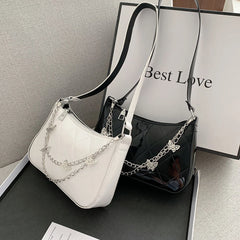 Retro Women Shoulder Underarm Bag Pu Leather Butterfly Chain Zipper Crossbody Ba