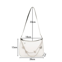 Retro Women Shoulder Underarm Bag Pu Leather Butterfly Chain Zipper Crossbody Ba