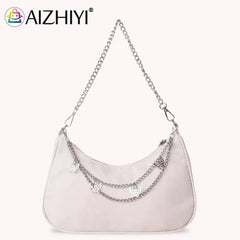 Mini Shoulder Bag Women Hobos Handbag Purse, Retro Solid Chain Butterfly