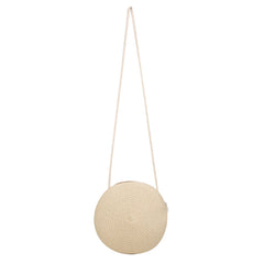 Retro Women Straw Woven Round Crossbody Bag Chain Purse