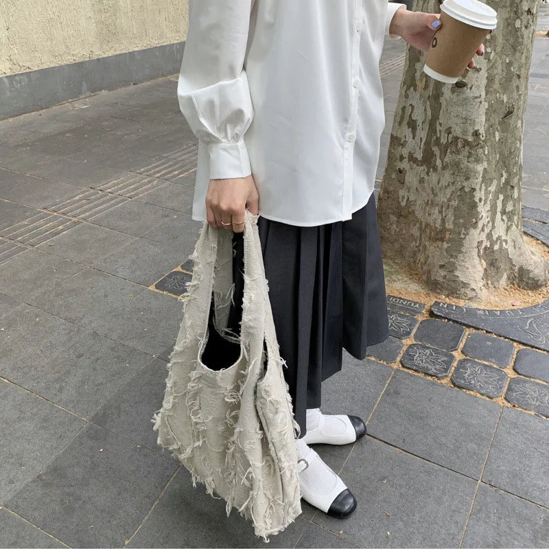 Retro Women Beach Bags Large Capacity Tassel Shoulder Bag Casual Travel Shopping