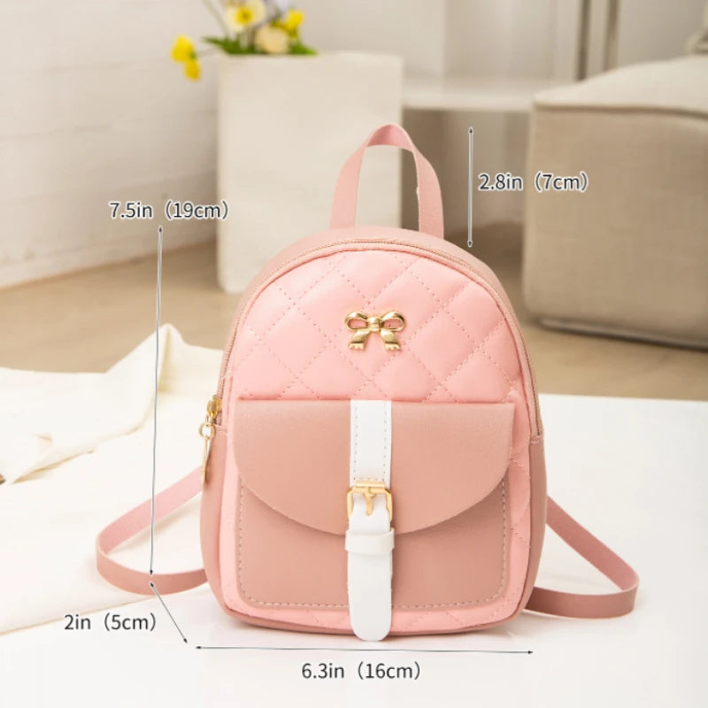 Retro Women's Leather Small Backpack for Students