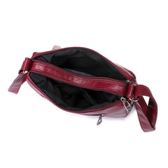 Vintage Embroidery Crossbody Bag PU Leather Shoulder Bag for Women