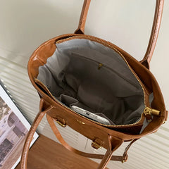 Retro Women's Tote Bag Large Capacity Soft Leather Shoulder Bag