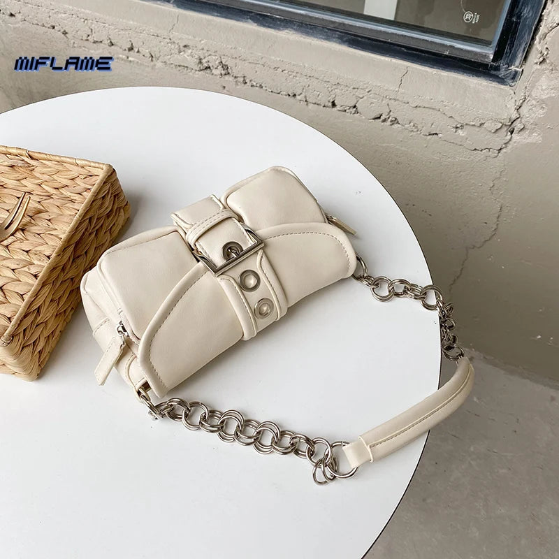 Retro Small Shoulder Bag PU Leather Underarm Tote Purse Handbags