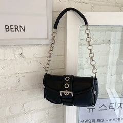 Retro Women's Small Shoulder Bag Chain PU Leather Underarm Tote Purse Handbags