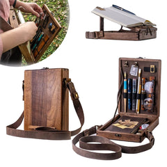 Retro Wooden Portable Crossbody Postman Bag Writers Messenger Wood Box