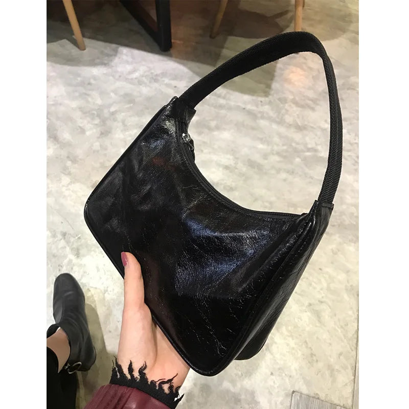 Retro Armpit Bag PU Leather One-shoulder Hand Carry Mini Niche Square Bag