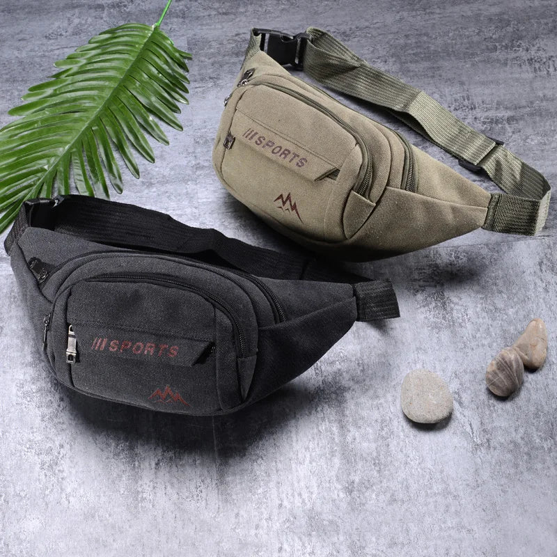 Retro Canvas Waist Pack Outdoor Mobile Phone Wallet