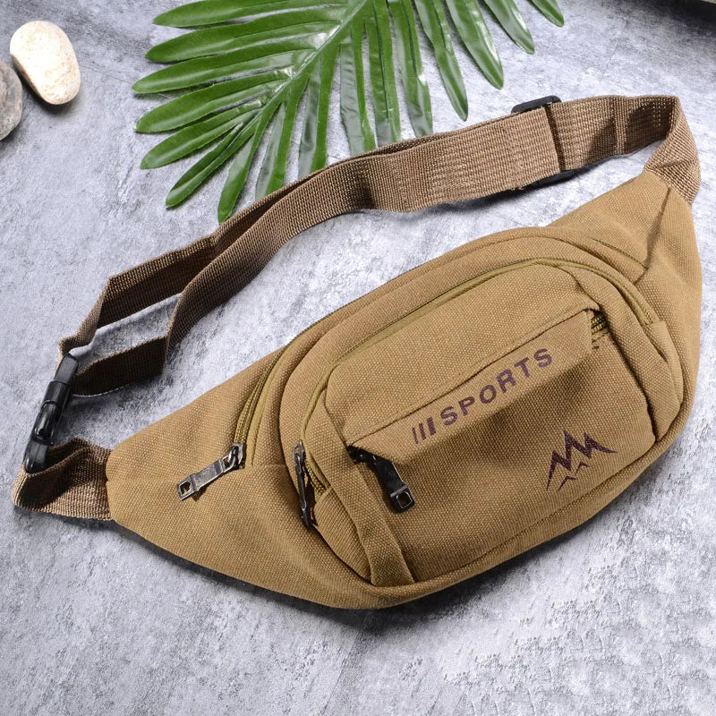 Retro Canvas Waist Pack Outdoor Mobile Phone Wallet