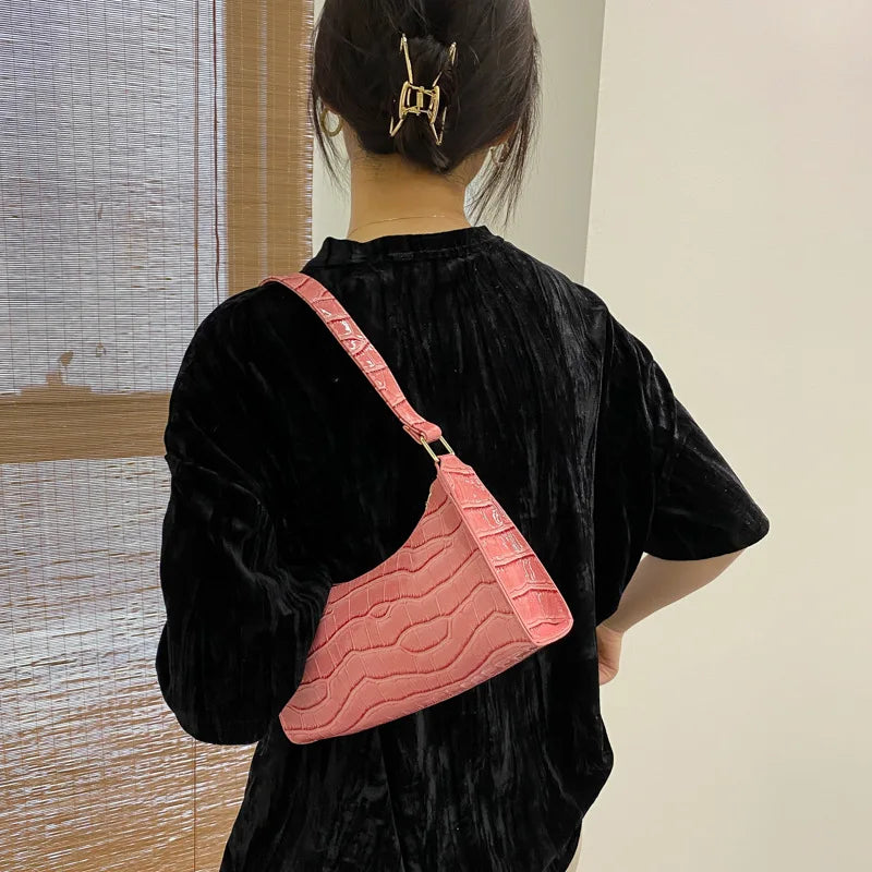 Vintage Crocodile Pattern Shoulder Messenger Bag for Women