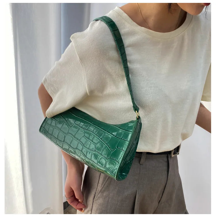 Vintage Crocodile Pattern Shoulder Messenger Bag for Women