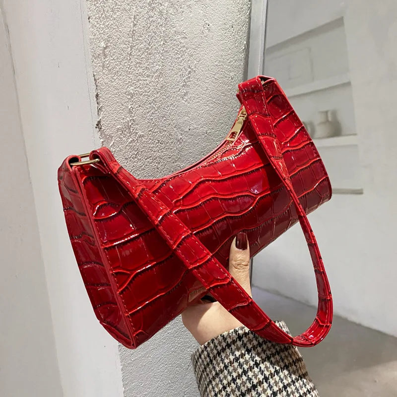 Vintage Crocodile Pattern Shoulder Messenger Bag for Women