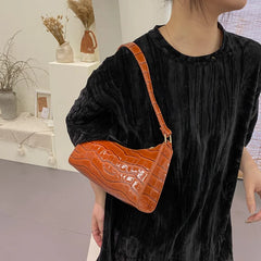 Vintage Crocodile Pattern Shoulder Messenger Bag for Women