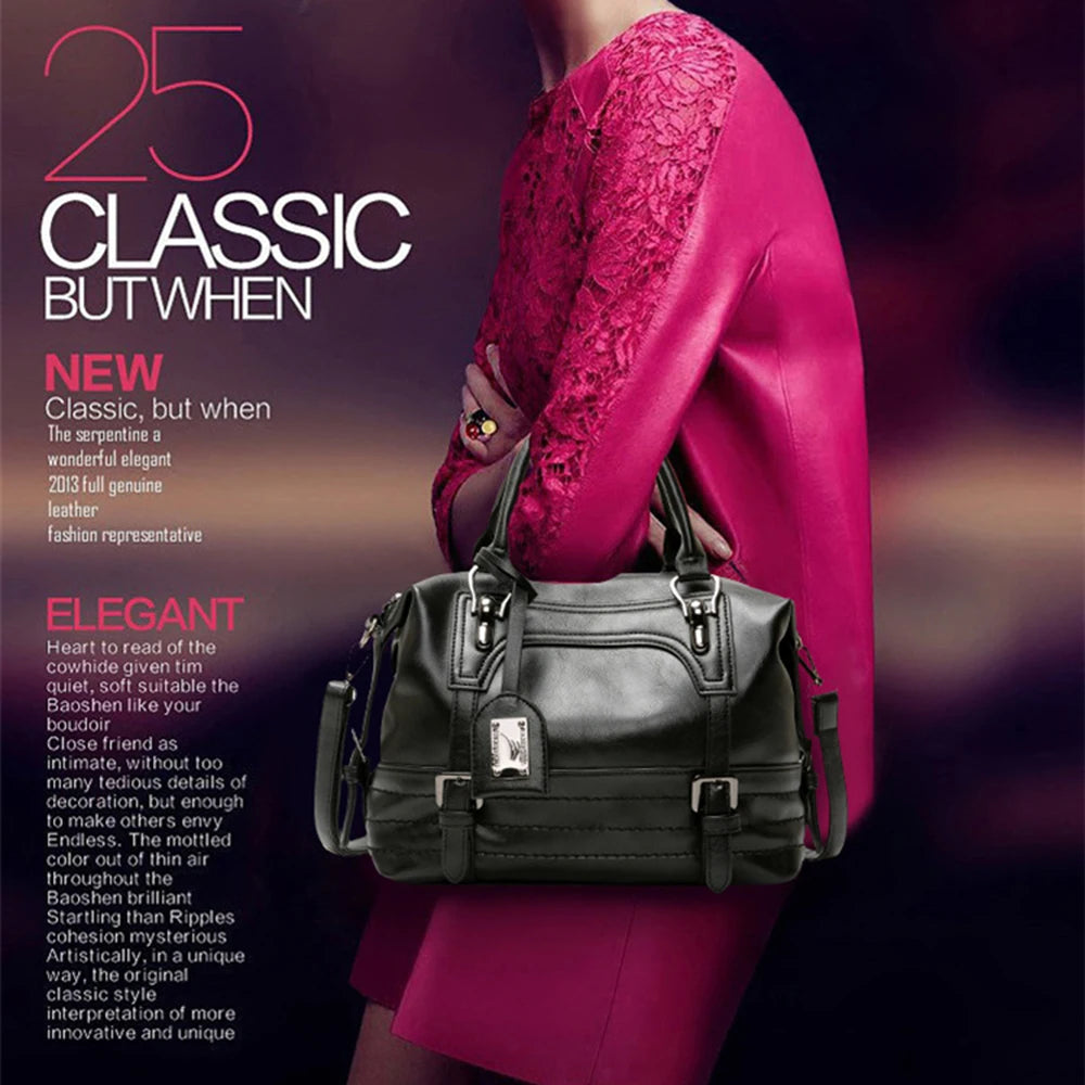 Vintage Wax Leather Shoulder Bag for Women