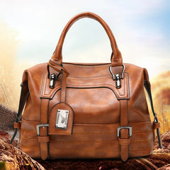 Vintage Wax Leather Shoulder Bag for Women