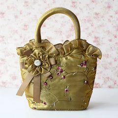 Retro Flowers Handbag Embroidered Cloth Bag Lady