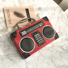 Retro Radio Box PU Leather Shoulder Bag Chain Purse Women's Crossbody Messenger