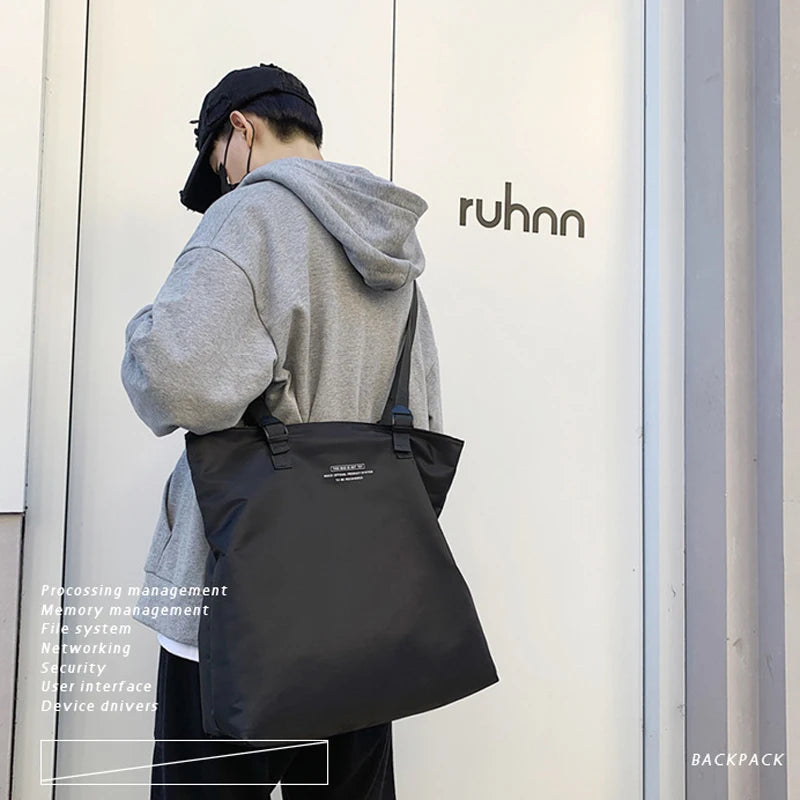 Vintage Nylon Shoulder Bag for Women Men Waterproof Tote