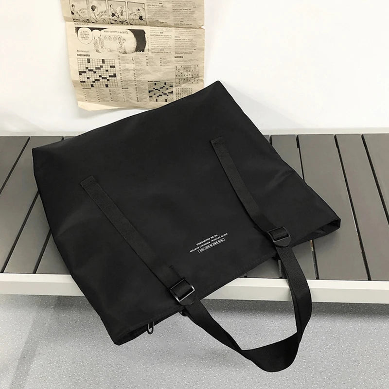 Vintage Nylon Shoulder Bag for Women Men Waterproof Tote