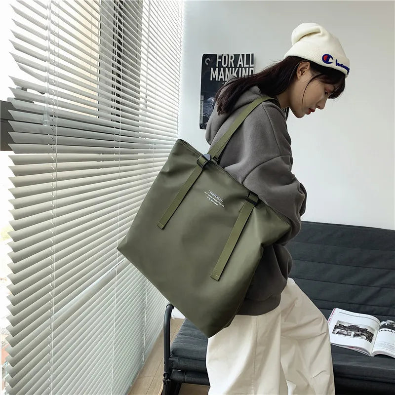 Vintage Nylon Shoulder Bag for Women Men Waterproof Tote