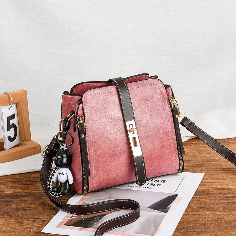 Vintage PU Leather Women's Small Bag Large Capacity Shoulder Messenger Bag